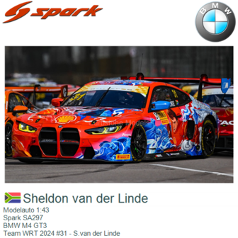 Modelauto 1:43 | Spark SA297 | BMW M4 GT3 | Team WRT 2024 #31 - S.van der Linde