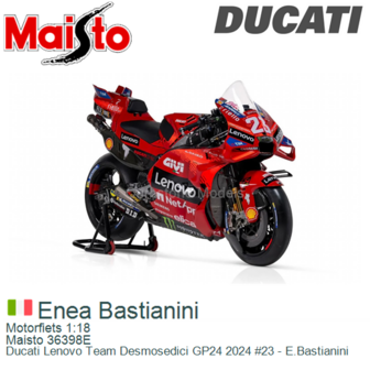 Motorfiets 1:18 | Maisto 36398E | Ducati Lenovo Team Desmosedici GP24 2024 #23 - E.Bastianini 