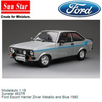Modelauto 1:18 | Sunstar 4637R | Ford Escort Harrier Zilver Metallic and Blue 1980
