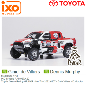 Modelauto 1:43 | IXO-Models RAM987A.22 | Toyota Gazoo Racing GR DKR Hilux T1+ 2022 #207 - G.de Villiers - D.Murphy