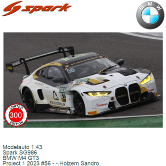 Modelauto 1:43 | Spark SG986 | BMW M4 GT3 | Project 1 2023 #56 - -.Holzem Sandro
