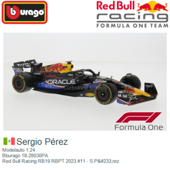 Modelauto 1:24 | Bburago 18-28030PA | Red Bull Racing RB19 RBPT 2023 #11 - S.P&amp;#233;rez