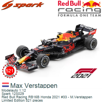 Modelauto 1:12 | Spark 12S029 | Red Bull Racing RB16B Honda 2021 #33 - M.Verstappen