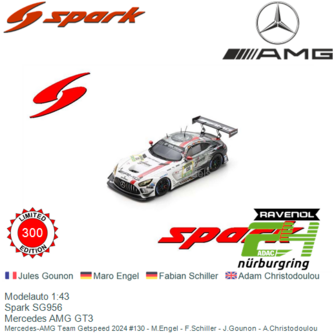 Modelauto 1:43 | Spark SG956 | Mercedes AMG GT3 | Mercedes-AMG Team Getspeed 2024 #130 - M.Engel - F.Schiller - J.Gounon - A.Ch