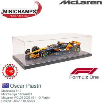 Modelauto 1:12 | Minichamps 537247881 | McLaren MCL38 2023 #81 - O.Piastri