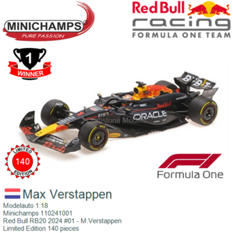 Modelauto 1:18 | Minichamps 110241001 | Red Bull RB20 2024 #01 - M.Verstappen