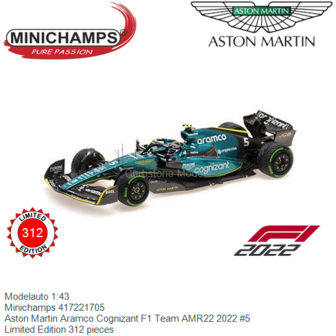 Modelauto 1:43 | Minichamps 417221705 | Aston Martin Aramco Cognizant F1 Team AMR22 2022 #5