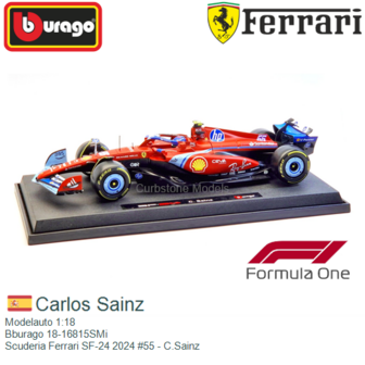 Modelauto 1:18 | Bburago 18-16815SMi | Scuderia Ferrari SF-24 2024 #55 - C.Sainz