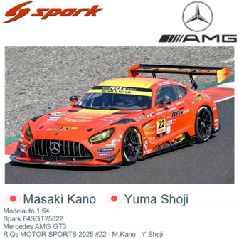 Modelauto 1:64 | Spark 64SGT25022 | Mercedes AMG GT3 | R&#039;Qs MOTOR SPORTS 2025 #22 - M.Kano - Y.Shoji 