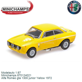 Modelauto 1:87 | Minichamps 870124021 | Alfa Romeo gta 1300 junior Yellow 1972