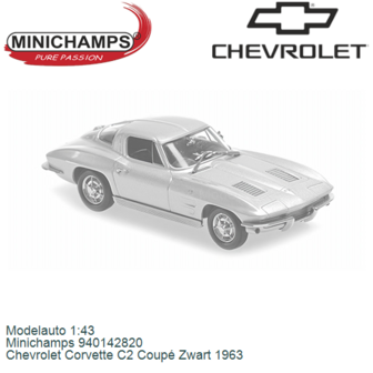 Modelauto 1:43 | Minichamps 940142820 | Chevrolet Corvette C2 Coup&eacute; Zwart 1963