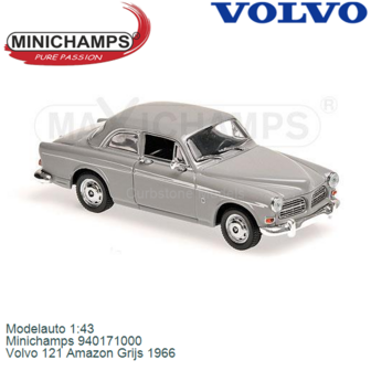 Modelauto 1:43 | Minichamps 940171000 | Volvo 121 Amazon Grijs 1966