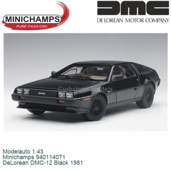 Modelauto 1:43 | Minichamps 940114071 | DeLorean DMC-12 Black 1981