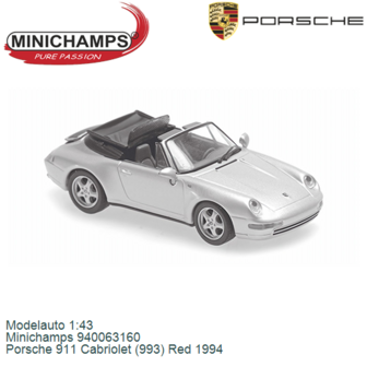 Modelauto 1:43 | Minichamps 940063160 | Porsche 911 Cabriolet (993) Red 1994