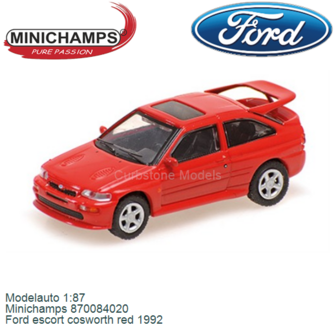 Modelauto 1:87 | Minichamps 870084020 | Ford escort cosworth red 1992