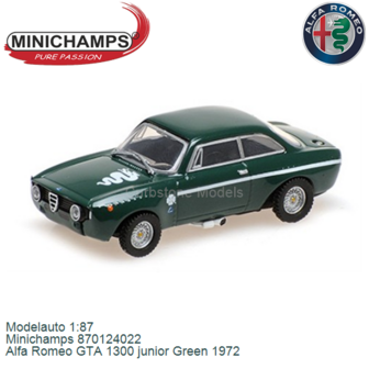 Modelauto 1:87 | Minichamps 870124022 | Alfa Romeo GTA 1300 junior Green 1972