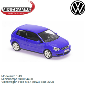 Modelauto 1:43 | Minichamps 940054400 | Volkswagen Polo Mk.4 (9N3) Blue 2005