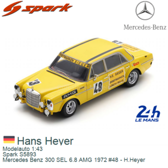 Modelauto 1:43 | Spark S5893 | Mercedes Benz 300 SEL 6.8 AMG 1972 #48 - H.Heyer