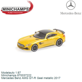 Modelauto 1:87 | Minichamps 870037222 | Mercedes Benz AMG GT-R Geel metallic 2017