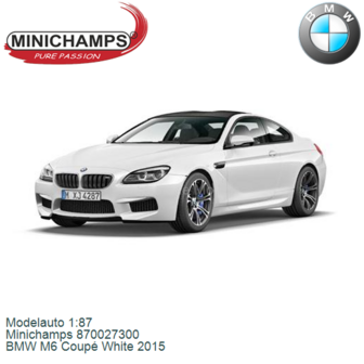 Modelauto 1:87 | Minichamps 870027300 | BMW M6 Coup&eacute; White 2015
