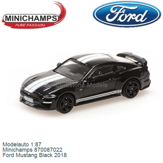 Modelauto 1:87 | Minichamps 870087022 | Ford Mustang Black 2018