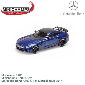 Modelauto 1:87 | Minichamps 870037221 | Mercedes Benz AMG GT-R Metallic Blue 2017