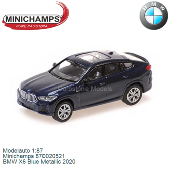 Modelauto 1:87 | Minichamps 870020521 | BMW X6 Blue Metallic 2020