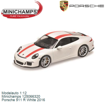 Modelauto 1:12 | Minichamps 125066320 | Porsche 911 R White 2016