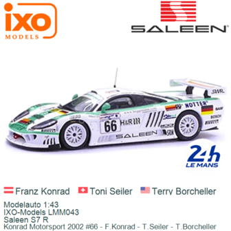 Modelauto 1:43 | IXO-Models LMM043 | Saleen S7 R | Konrad Motorsport 2002 #66 - F.Konrad - T.Seiler - T.Borcheller