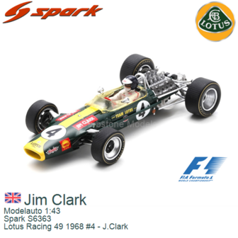 Modelauto 1:43 | Spark S6363 | Lotus Racing 49 1968 #4 - J.Clark
