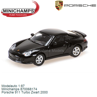 Modelauto 1:87 | Minichamps 870068174 | Porsche 911 Turbo Zwart 2000