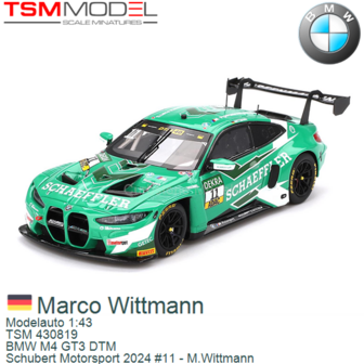 Modelauto 1:43 | TSM 430819 | BMW M4 GT3 DTM | Schubert Motorsport 2024 #11 - M.Wittmann