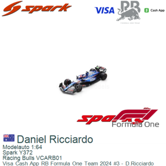 Modelauto 1:64 | Spark Y372 | Racing Bulls VCARB01 | Visa Cash App RB Formula One Team 2024 #3 - D.Ricciardo