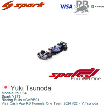 Modelauto 1:64 | Spark Y373 | Racing Bulls VCARB01 | Visa Cash App RB Formula One Team 2024 #22 - Y.Tsunoda