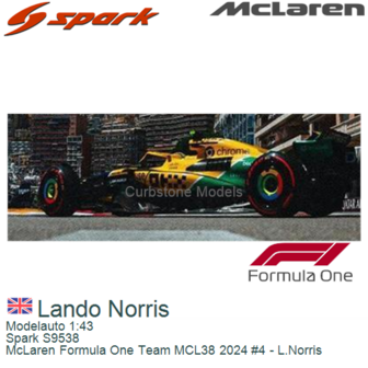 Modelauto 1:43 | Spark S9538 | McLaren Formula One Team MCL38 2024 #4 - L.Norris