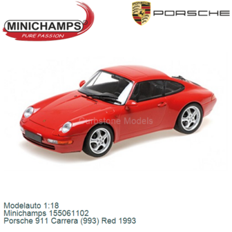 Modelauto 1:18 | Minichamps 155061102 | Porsche 911 Carrera (993) Red 1993