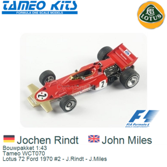 Bouwpakket 1:43 | Tameo WCT070 | Lotus 72 Ford 1970 #2 - J.Rindt - J.Miles