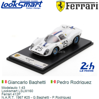 Modelauto 1:43 | Looksmart LSLM160 | Ferrari 412P | N.A.R.T. 1967 #25 - G.Baghetti - P.Rodriguez