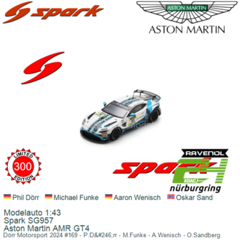 Modelauto 1:43 | Spark SG957 | Aston Martin AMR GT4 | D&ouml;rr Motorsport 2024 #169 - P.D&amp;#246;rr - M.Funke - A.Wenisch - 