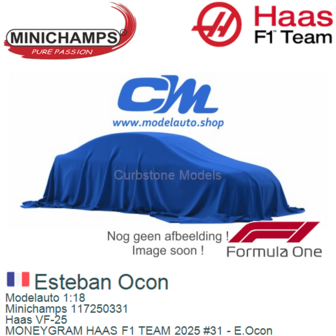 Modelauto 1:18 | Minichamps 117250331 | Haas VF-25 | MONEYGRAM HAAS F1 TEAM 2025 #31 - E.Ocon