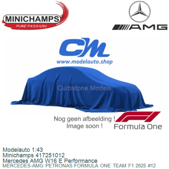 Modelauto 1:43 | Minichamps 417251012 | Mercedes AMG W16 E Performance | MERCEDES-AMG PETRONAS FORMULA ONE TEAM F1 2025 #12