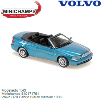 Modelauto 1:43 | Minichamps 940171761 | Volvo C70 Cabrio Blauw metallic 1998