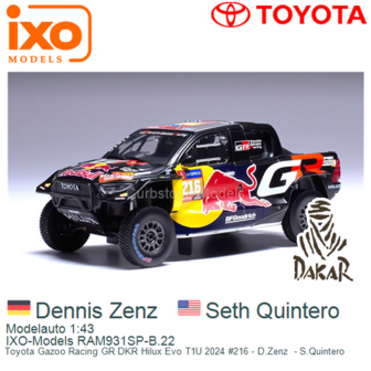 Modelauto 1:43 | IXO-Models RAM931SP-B.22 | Toyota Gazoo Racing GR DKR Hilux Evo T1U 2024 #216 - D.Zenz  - S.Quintero
