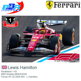 Modelauto 1:43 | BBR Models BBR254344 | Ferrari SF-25 2025 #44 - L.Hamilton