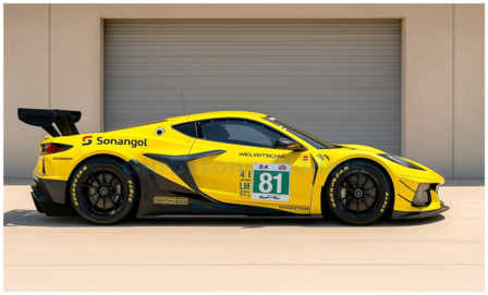 Modelauto 1:43 | Spark 25LM81 | Chevrolet Corvette Z06 LMGT3 R | TF Sport 2025 #81 - R.Andrade - T.van Rompuy - C.Eastwood