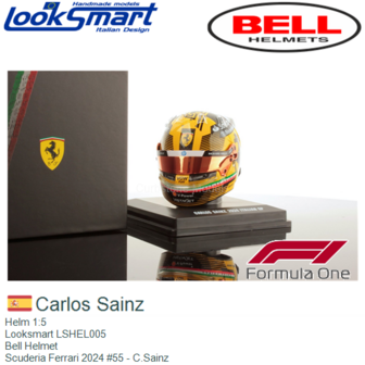 Helm 1:5 | Looksmart LSHEL005 | Bell Helmet | Scuderia Ferrari 2024 #55 - C.Sainz