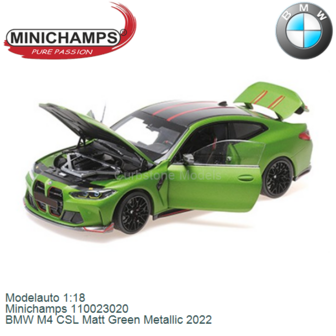 Modelauto 1:18 | Minichamps 110023020 | BMW M4 CSL Matt Green Metallic 2022