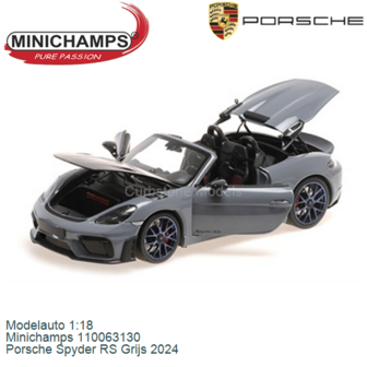 Modelauto 1:18 | Minichamps 110063130 | Porsche Spyder RS Grijs 2024