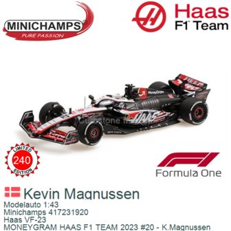 Modelauto 1:43 | Minichamps 417231920 | Haas VF-23 | MONEYGRAM HAAS F1 TEAM 2023 #20 - K.Magnussen