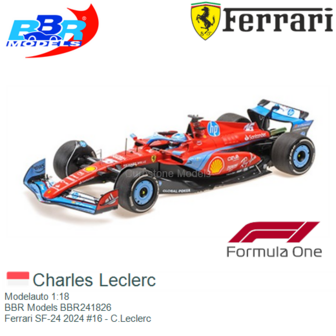 Modelauto 1:18 | BBR Models BBR241826 | Ferrari SF-24 2024 #16 - C.Leclerc